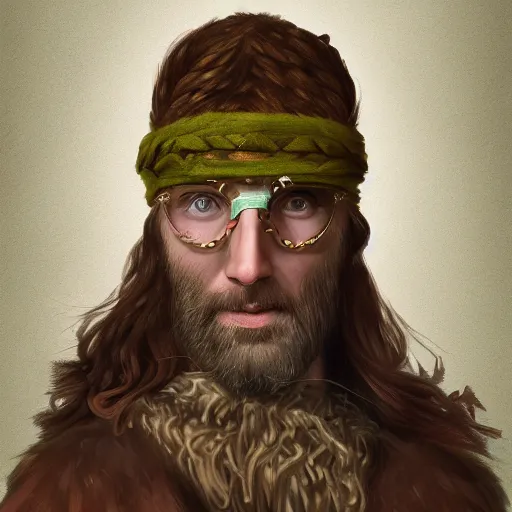 Prompt: A professional digital portrait painting of a D&D druid, painted by Wes Anderson, 4k, digital art, trending on cgsociety, highly detailed, head and shoulders shot, shallow depth of field, professional lighting, airbrush,