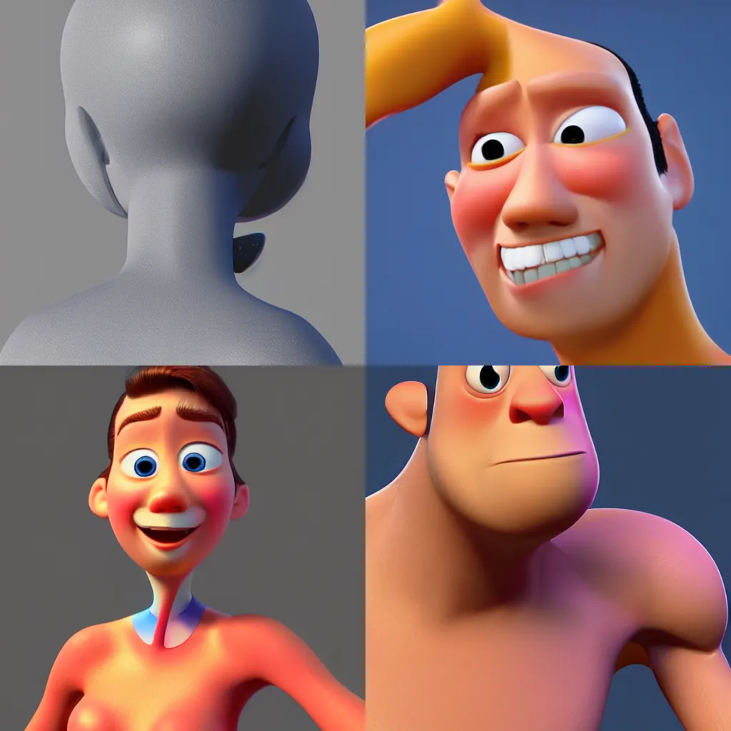 Prompt: clean topology of neck and shoulders area, only quads, pixar professional