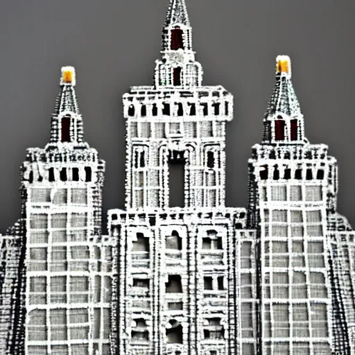 Image similar to kremlin made of sugar cubes. 40mm lens realistic photo shot