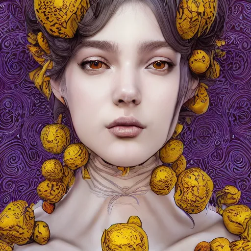 Prompt: the portrait of an absurdly beautiful, graceful, elegant, sophisticated, young idol made up of lemons, an ultrafine hyperdetailed illustration by kim jung gi, irakli nadar, intricate linework, bright colors, octopath traveler, final fantasy, unreal engine 5 highly rendered, global illumination, radiant light, detailed and intricate environment
