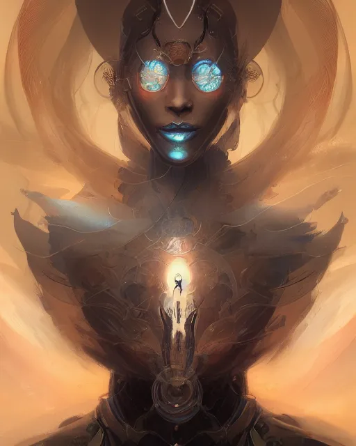 Image similar to portrait of a beautiful cybernetic emanation from angelarium, profile, by pete mohrbacher and artgerm and wlop, digital art, highly detailed, intricate, fantasy, mystical, Trending on Artstation HQ, deviantart, unreal engine, 4K UHD image