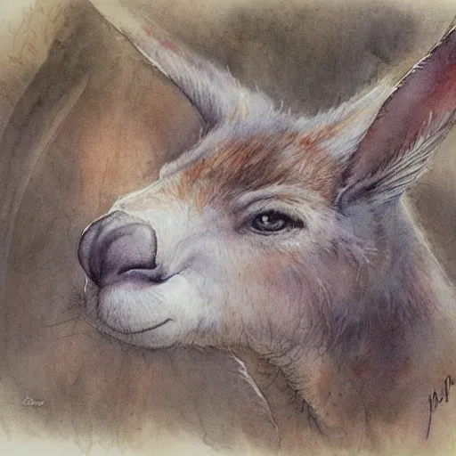 Image similar to watercolor sketch of a story book kangaroo by Jean-Baptiste Monge