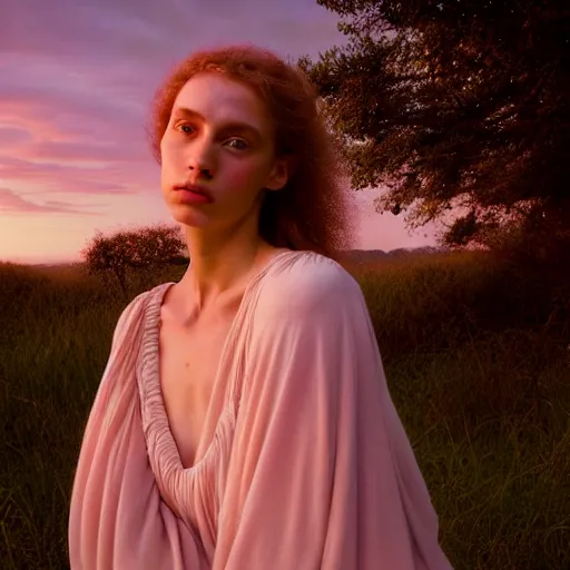 Image similar to photographic portrait of a stunningly beautiful renaissance in soft dreamy light at sunset, contemporary fashion shoot, by edward robert hughes, annie leibovitz and steve mccurry, david lazar, jimmy nelsson, breathtaking, 8 k resolution, extremely detailed, beautiful, establishing shot, artistic, hyperrealistic, beautiful face, octane render