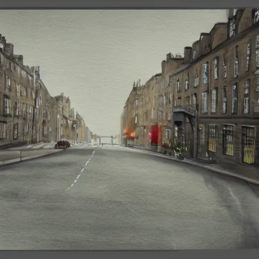 Prompt: incredible wide screenshot, ultrawide, simple watercolor, rough paper texture, edinburgh, pencil marks, tina holley hd, 4 k, remaster, dynamic camera angle, deep 3 point perspective, dynamic lighting