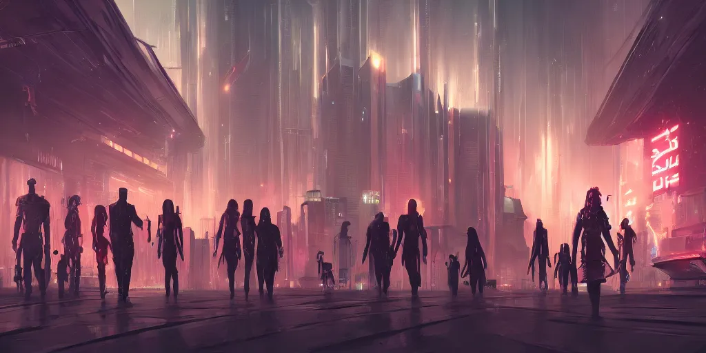 Image similar to cyberpunk society where everyone is a witch, concept art, digital painting, smooth, high quality, 4 k