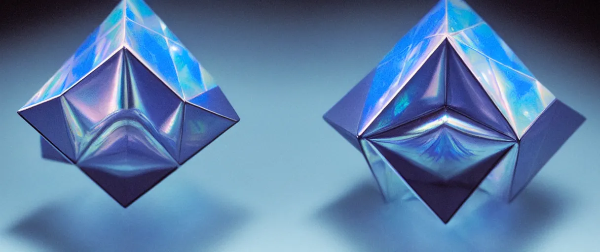 Image similar to hyperrealistic highly detailed Kepler's Platonic solid model sacred iridescent in motion escher dali matte painting dramatic blue lighting wide angle hd 8k sharp shallow depth of field