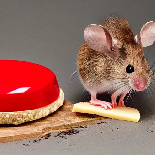 Image similar to mouse with red helmet eating cheese