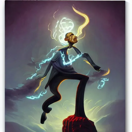 Prompt: Barack Obama as a mighty wizard, Peter Mohrbacher