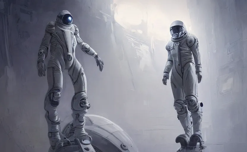 astronauts in art sketch sci fi lab