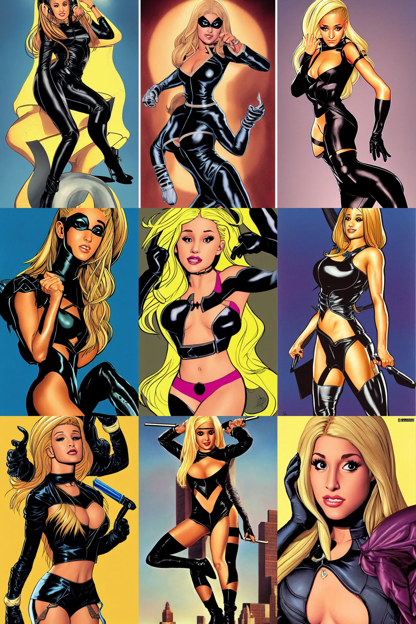 Prompt: Ariana Grande as Black Canary by Greg Hildebrandt