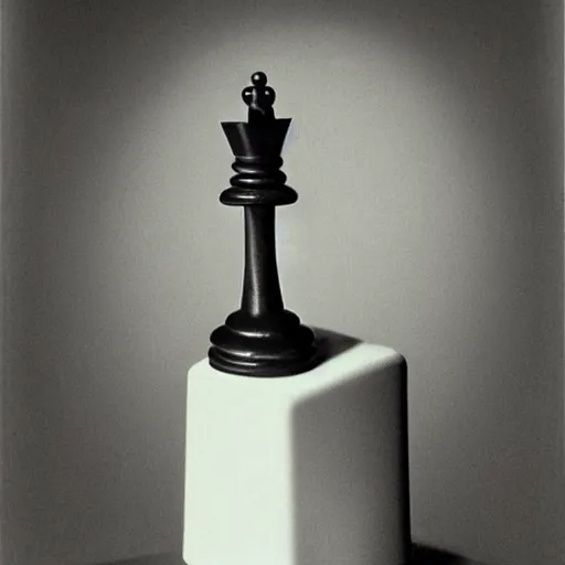 Image similar to chess piece attached to a machine with cables in an empty white room, concept art, packshot by Edward Weston