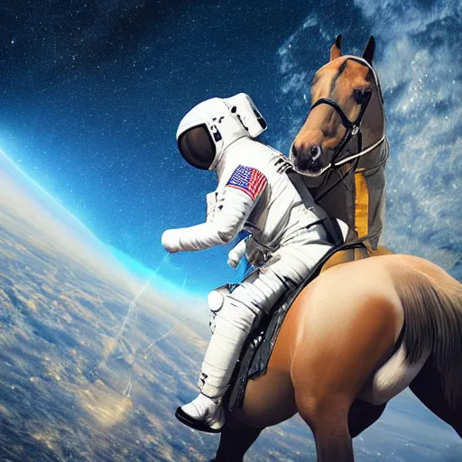 Image similar to image of astronaut holding horse on his back, hyperrealistic masterpiece, artstation, cgsociety, kodakchrome, golden ratio