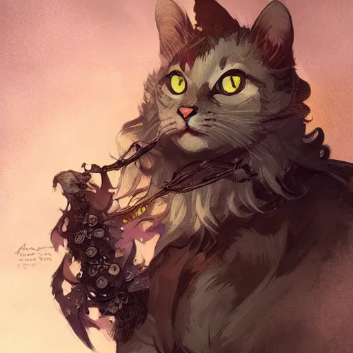 Image similar to A heraldic prince kitty cat with big cute eyes, D&D, fantasy, intricate, cinematic lighting, highly detailed, digital painting, artstation, concept art, smooth, sharp focus, illustration, art by Akihiko Yoshida, Greg Rutkowski and Alphonse Mucha