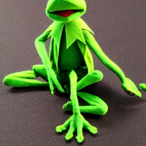 Image similar to kermit the frog heroin habit, addict, junky,