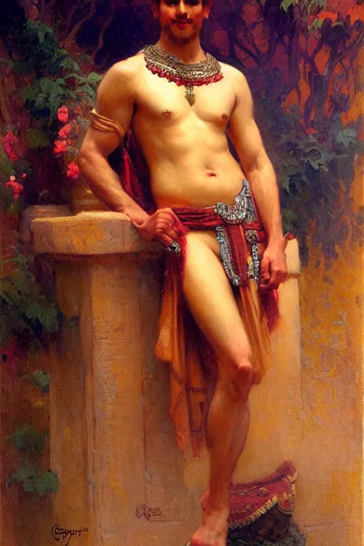 Prompt: attractive male, hinduism, painting by gaston bussiere, greg rutkowski, j. c. leyendecker