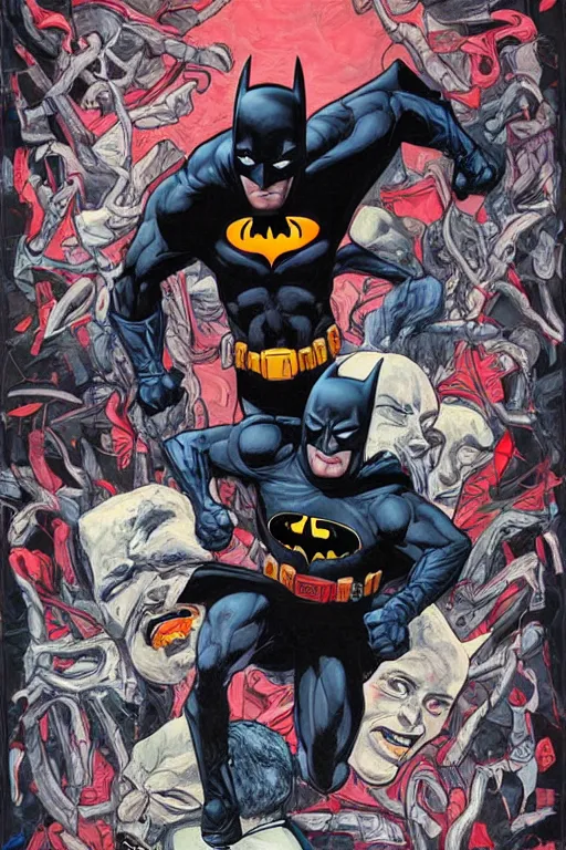 Image similar to a painting by James Jean about Batman, cover art, elegant