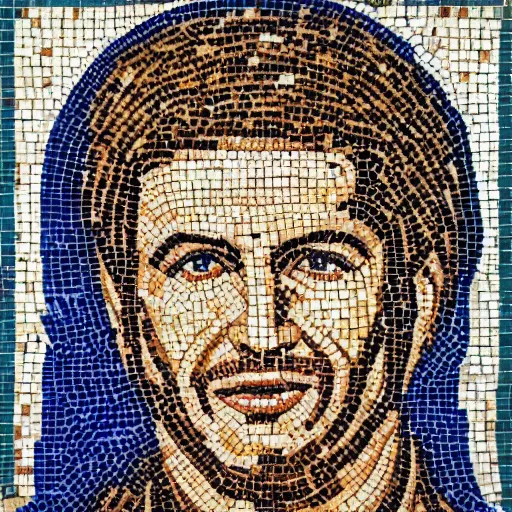 Prompt: head and shoulders portrait of bachir gemayel in a byzantine mosaic, centered, perfect face, perfect hair, perfect eyes, very detailed, very realistic, elegant, top art, renowed artwork