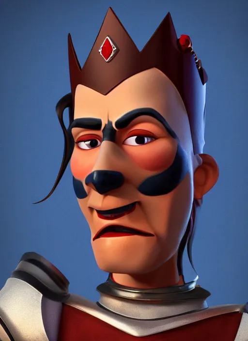 Image similar to harley queen as a man king in pixar style, smooth render, high - quality