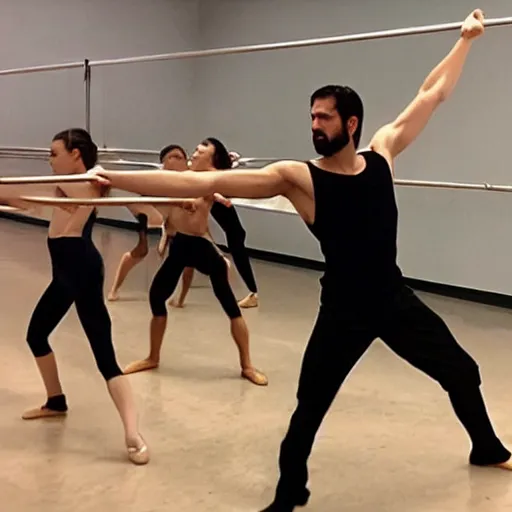 Image similar to king leonidas from the movie 3 0 0 at ballet practice