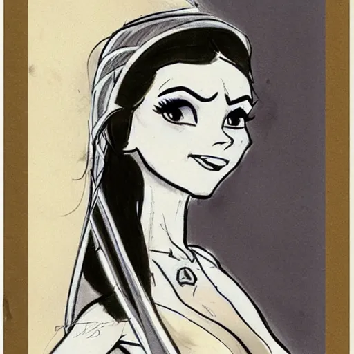 Image similar to milt kahl sketch of victoria justice as princess padme from star wars episode 3