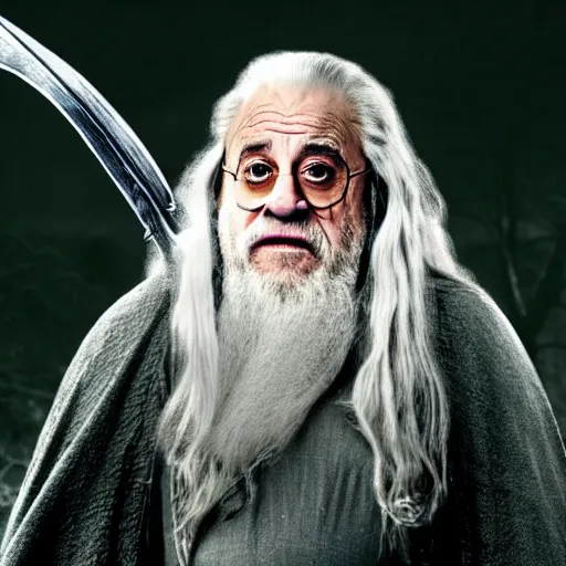 Prompt: danny devito starring as gandalf the white in the 2 0 2 4 lord of the rings movie, full body, hyper realistic, high quality, wide angle, always sunny in philadelphia