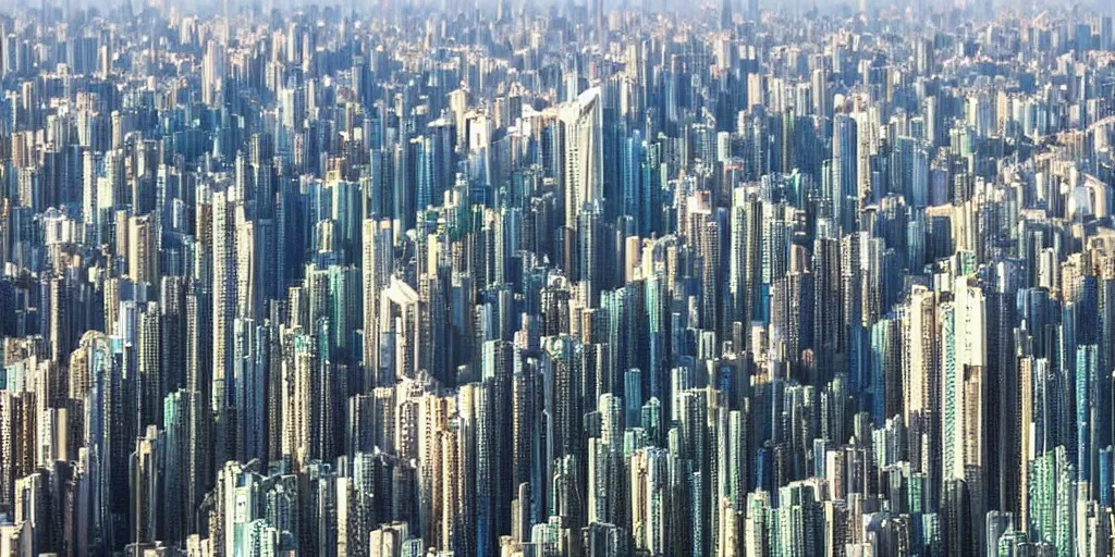 Prompt: A futuristic Asian city made out of bronze towers and crystal skyscrapers