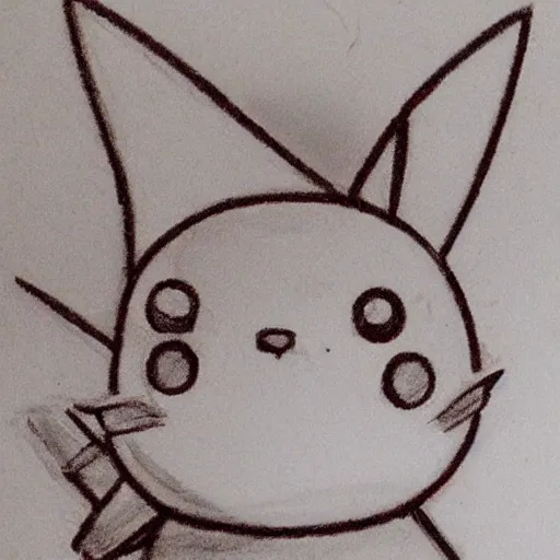 Prompt: red pikachu drawn by a 3 years old