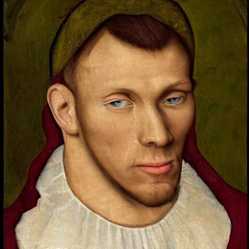 Image similar to A 15th century medieval renaissance oil painting of Jerma985, portrait of Jerma985, grainy, realistic, very realistic, hyperrealistic, highly detailed, very detailed, extremely detailed, very neat, very epic, very cool, detailed, trending on artstation