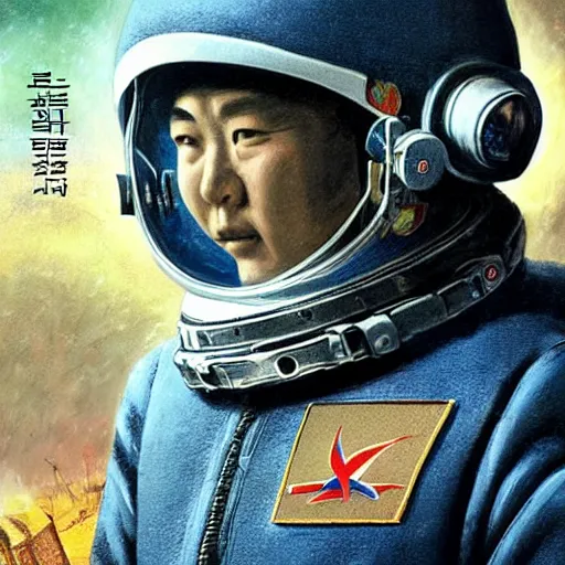 Prompt: [North Korean cosmonaut, poster, very detailed, cinematic lighting, matte, sharp, photography, art by enki bilal]