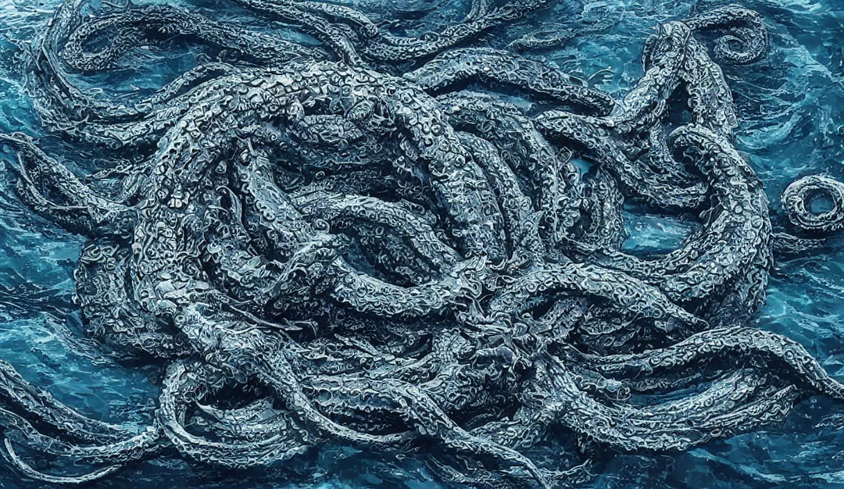 Image similar to kraken in the middle of the sea, hd, hdr, 8 k