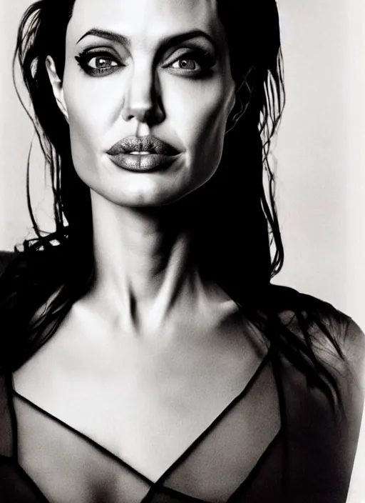 Image similar to close - up portrait of angelina jolie, fine art photo portrait by paolo roversi,