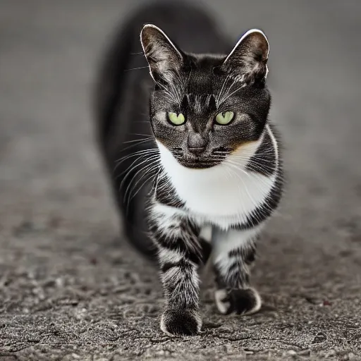 Prompt: A cat ready to pounce, National Geographic, dramatic , EOS-1D, f/1.4, ISO 200, 1/160s, 8K, RAW, unedited, symmetrical balance, in-frame