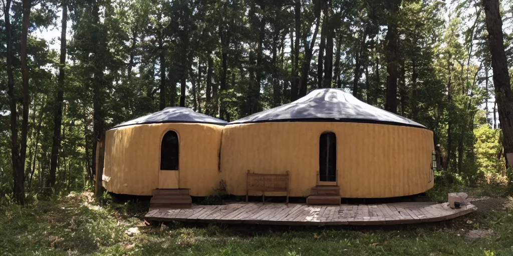 Prompt: modern yurt in the style of george suyama