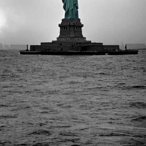 Image similar to a photo of the statue of liberty in the soviet union : : communist russia, cloudy day, moody photo