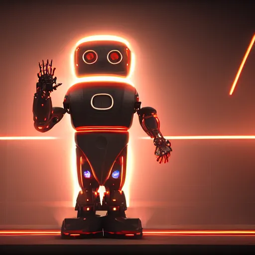 Image similar to evil robot, led screen, expression, unreal engine, dramatic cinematic lighting rendered by octane, 8 k, detailed