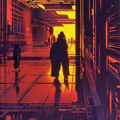 Prompt: neuromancer, painted by syd mead