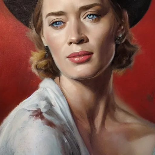 Image similar to ultra realistic portrait painting of john emily blunt as farmer, art by frank frazetta, 4 k, ultra realistic, highly detailed, epic lighting