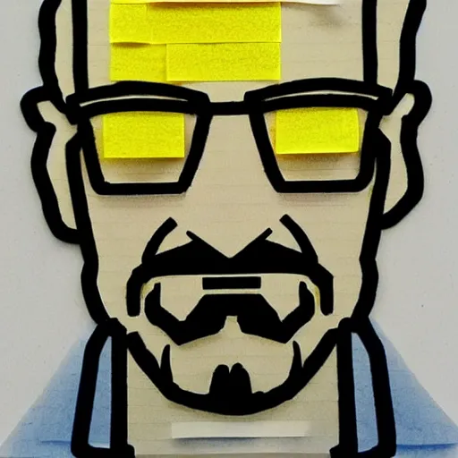 Image similar to walter white, made with sticky notes