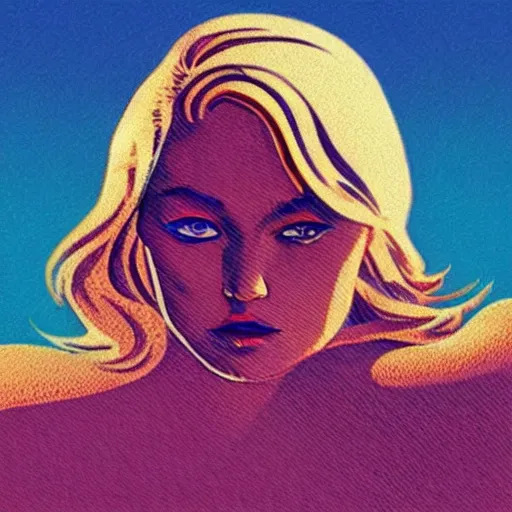 Prompt: “ gigi hadid retro minimalist portrait by jean giraud, moebius starwatcher comic, 8 k ”