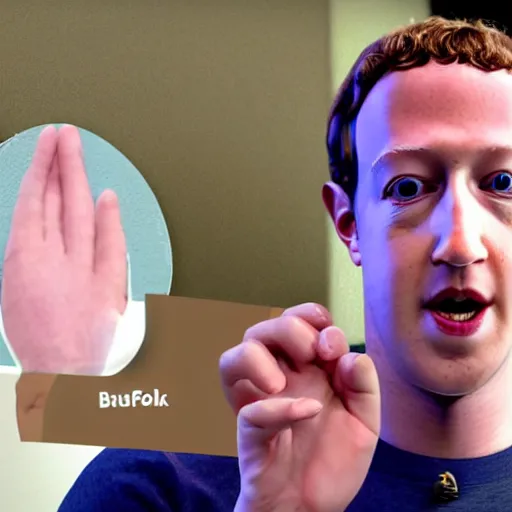 Prompt: mark zuckerberg pealing off his skin with him own hands to reveal the horrid thing underneath, drawn by a child