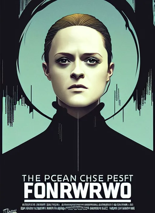 Image similar to poster artwork by Michael Whelan and Tomer Hanuka, a portrait of Evan Rachel Wood in Westworld, clean