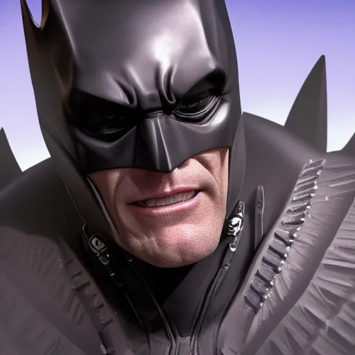 Image similar to Jim Carrey is Batman, hyperdetailed, artstation, cgsociety, 8k