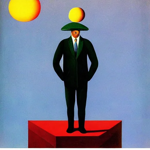 Prompt: The man on the moon, by Rene Magritte