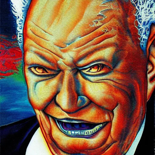 Image similar to yeltsin in the image of the devil, art in color, scary art