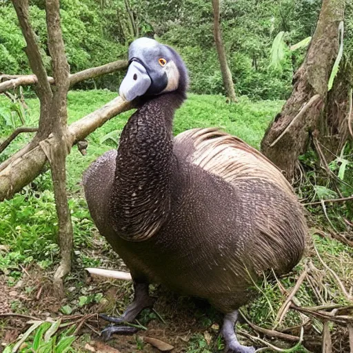 Prompt: “photo of a dodo in its natural habitat, 120mm wide shot”