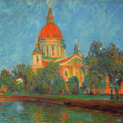 Image similar to St Peter\'s Cathedral in the style of Monet