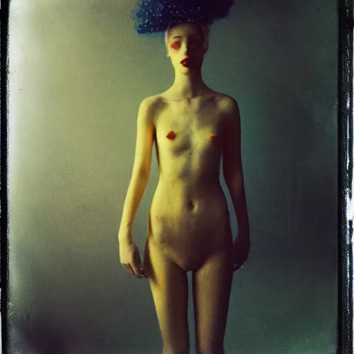 Prompt: kodak portra 4 0 0, wetplate, photo of a surreal artsy dream scene,, girl, weird fashion, photographed by paolo roversi style