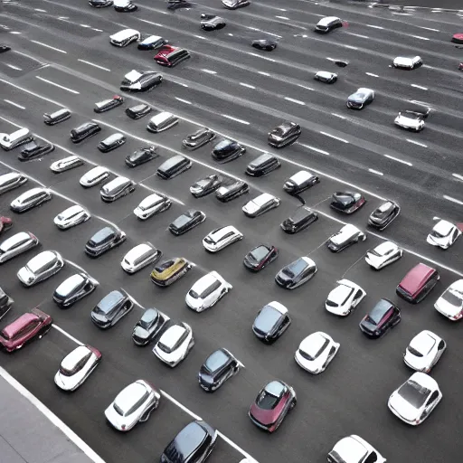 Image similar to Beatiful Fuzzy Photograph of an infinite parking lot, Long shot, full shot, wide shot, low angle,wide angle lens