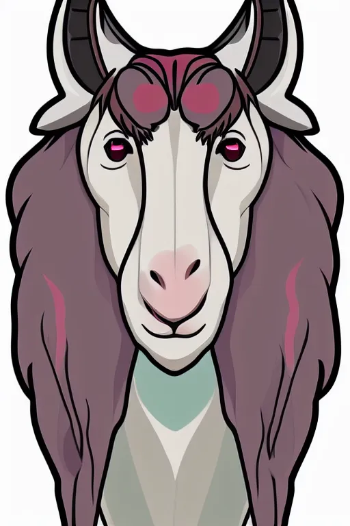 Image similar to Portrait of a goat in anime style, anime, sticker, colorful, illustration, highly detailed, simple, smooth and clean vector curves, no jagged lines, vector art, smooth
