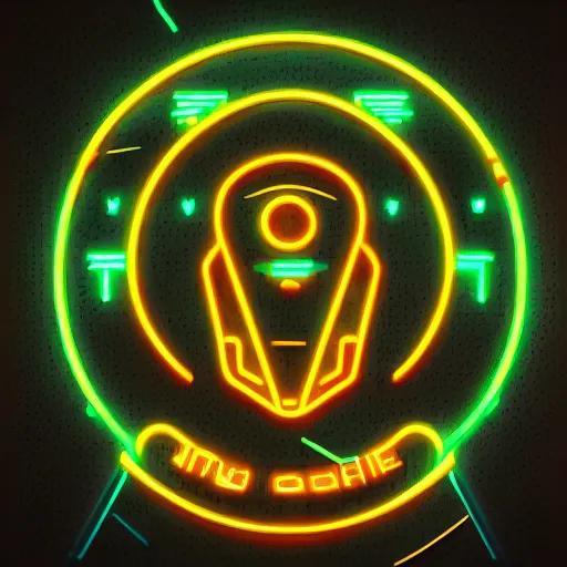 Image similar to A futuristic neon cyberpunk logo illustrated by Boyko Julia, trending on artstation, artstationHD, artstationHQ, 4k, 8k.